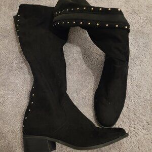 Black boots with gold studs - size 8